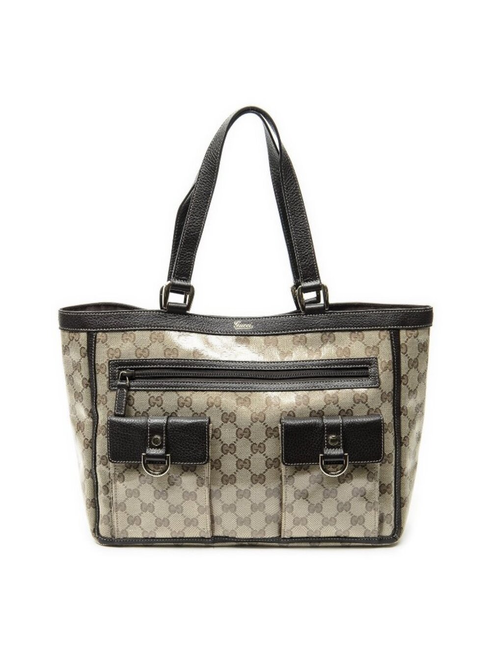Gucci Abbey Pochette Dark Brown Beige Monogram Crystal
